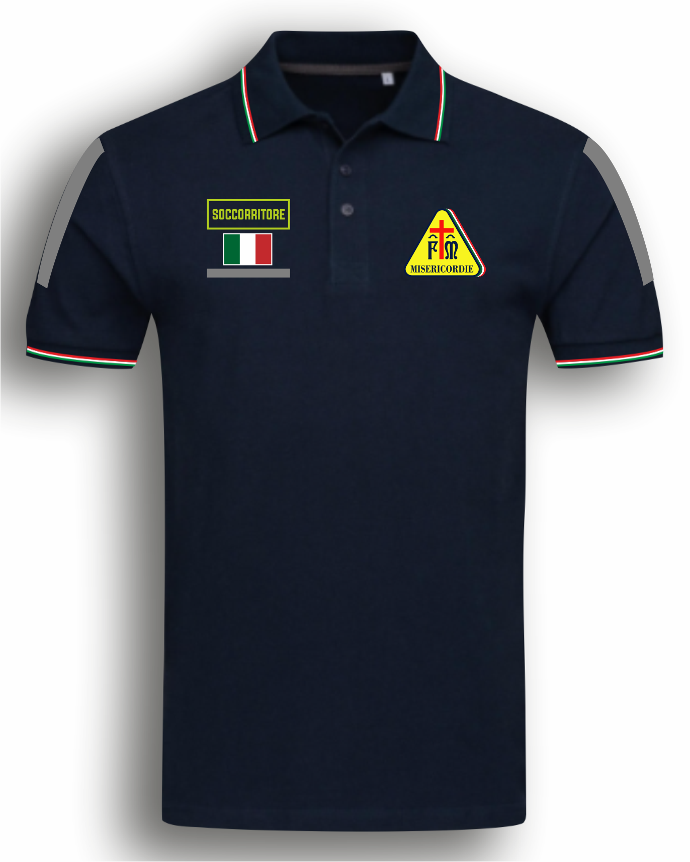 Polo con bordini tricolore alta visibilità rifrangente