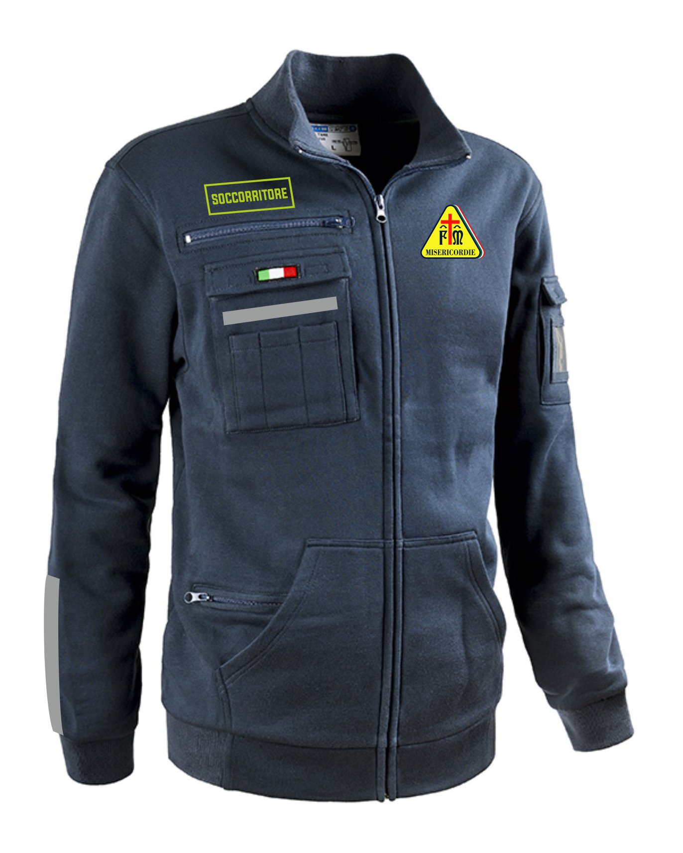 Felpa con zip alta visibilità rifrangente