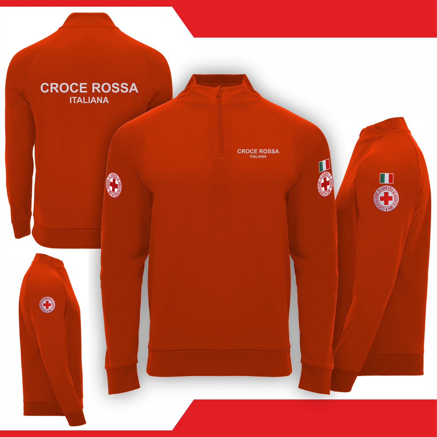 Felpa mezza zip della Croce Rossa Italiana