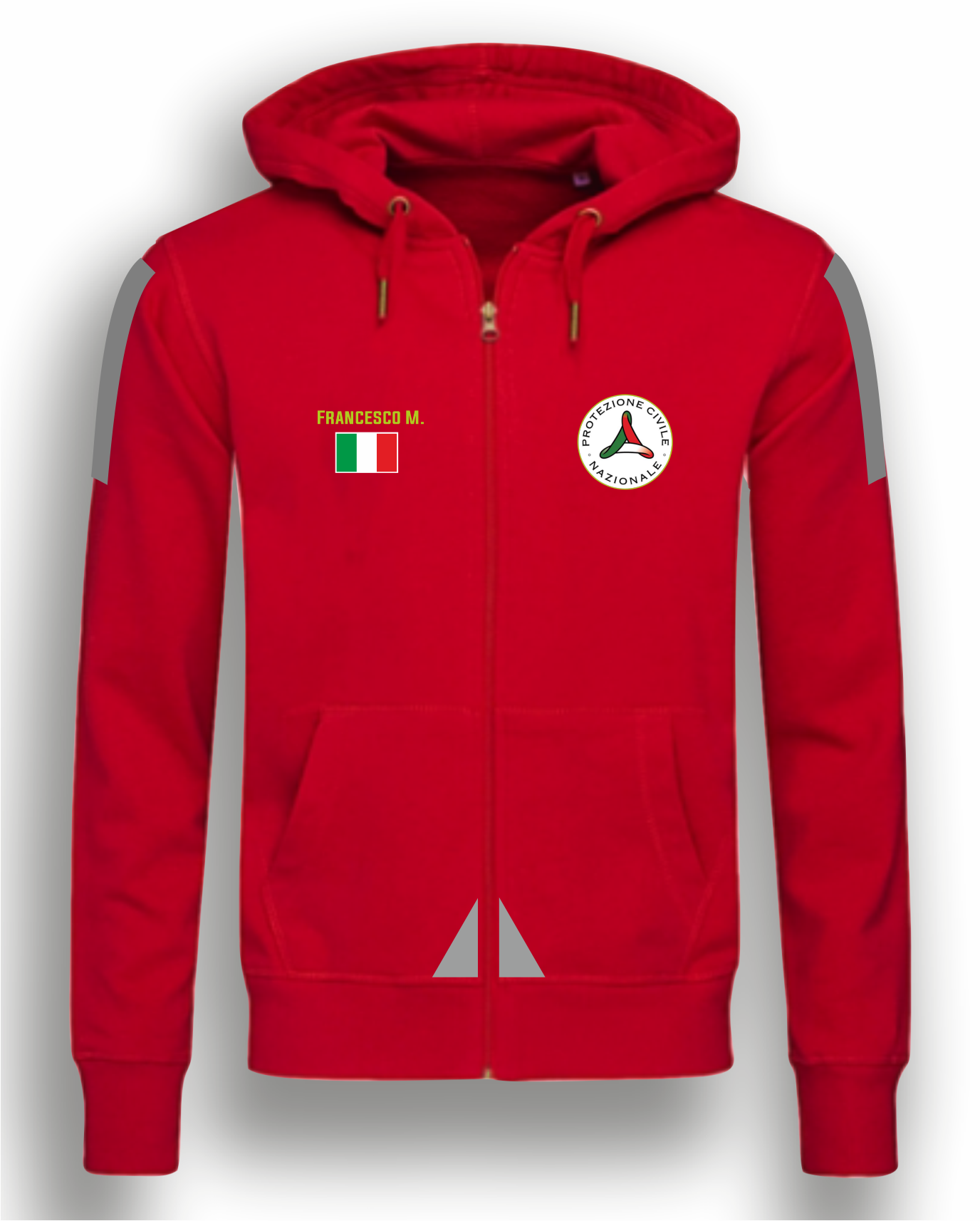 Felpa con cappuccio e zip PROTEZIONE CIVILE alta visibilità rifrangente