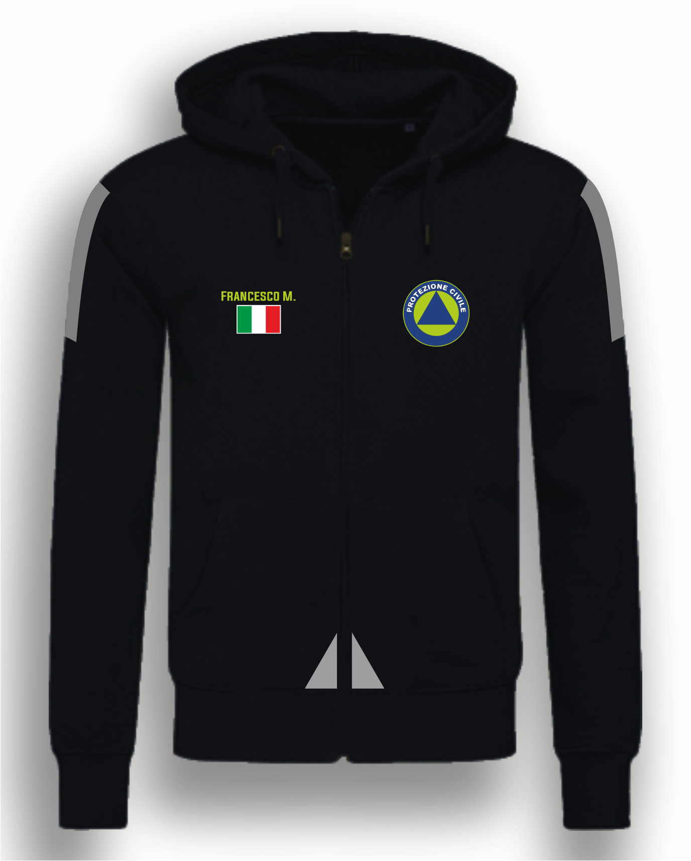 Felpa con cappuccio e zip PROTEZIONE CIVILE alta visibilità rifrangente