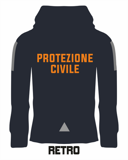 Felpa con cappuccio e zip PROTEZIONE CIVILE alta visibilità rifrangente