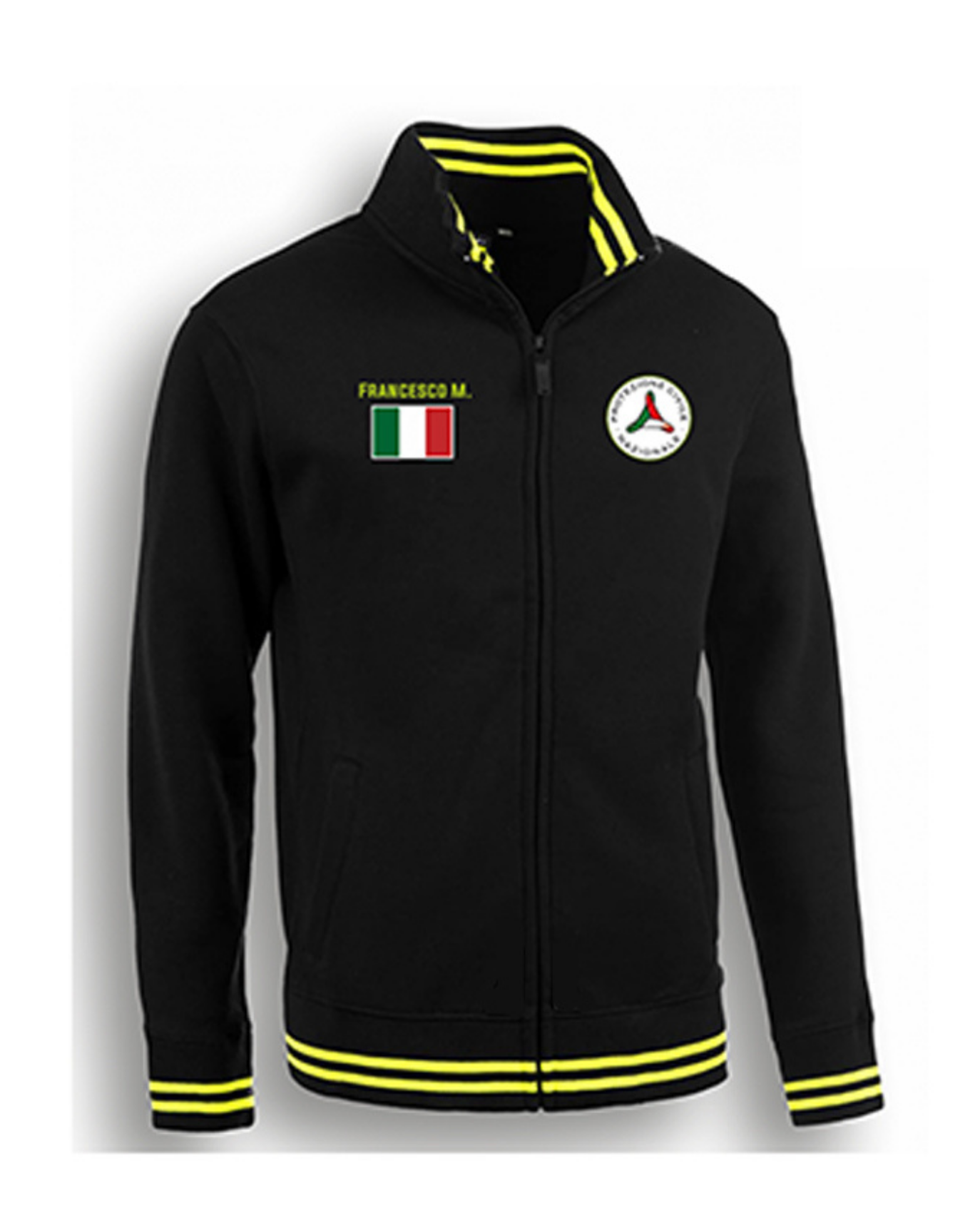 Felpa con zip nera con bordini fluo PROTEZIONE CIVILE