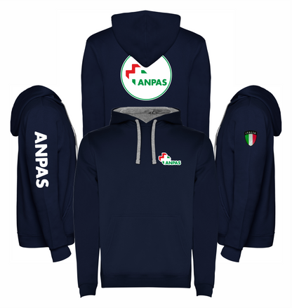 Felpa blu scuro con cappuccio dell'ANPAS