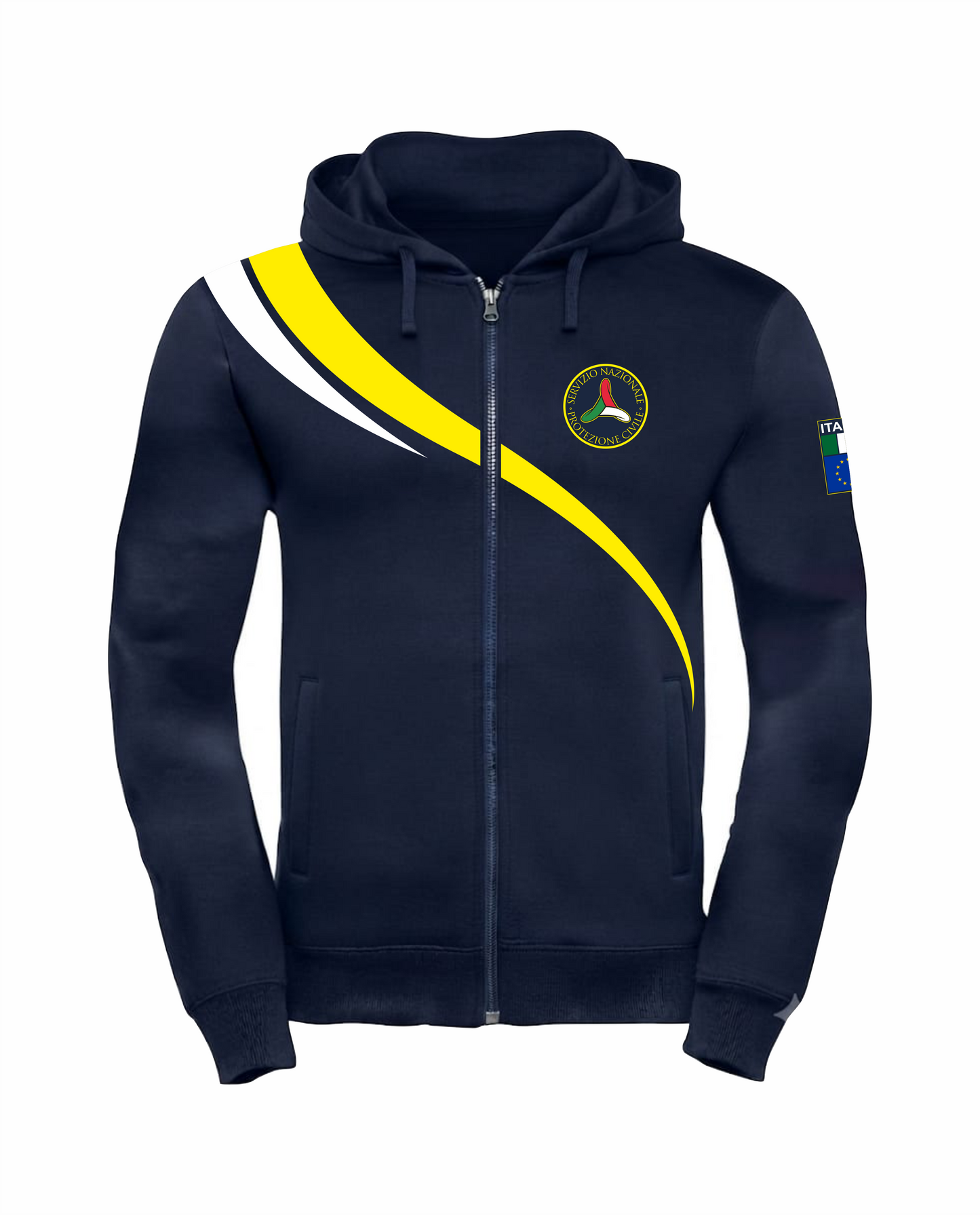 Felpa LINEAR con cappuccio e zip blu scuro PROTEZIONE CIVILE