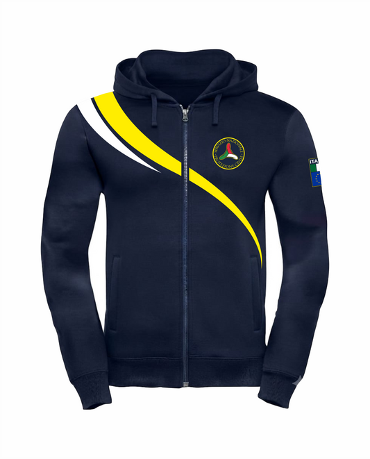 Felpa LINEAR con cappuccio e zip blu scuro PROTEZIONE CIVILE