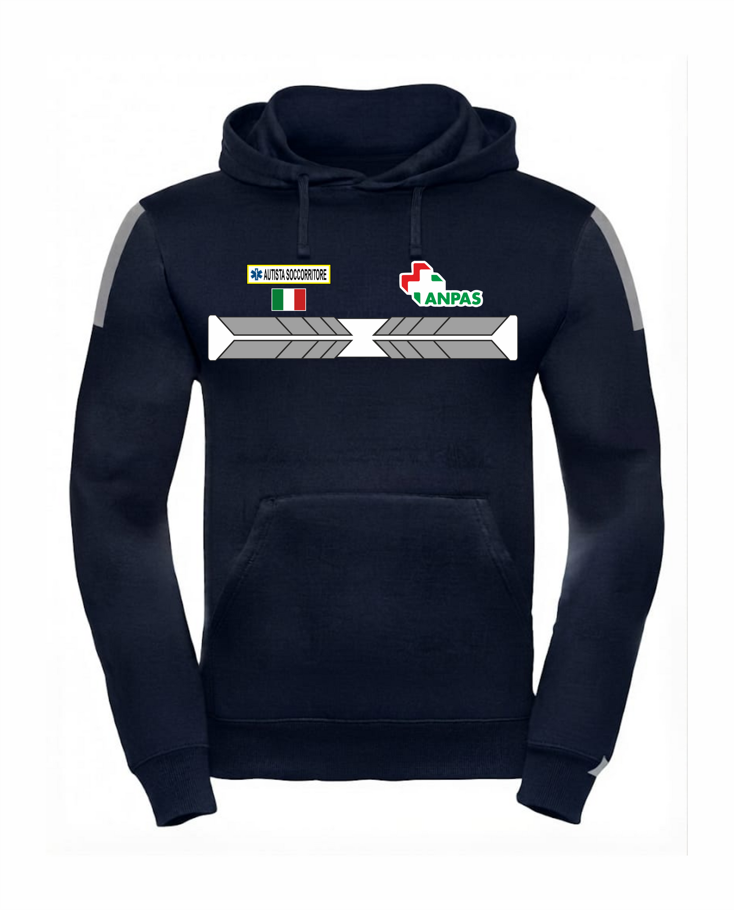 Felpa con cappuccio blu scuro ANPAS alta visibilità rifrangente