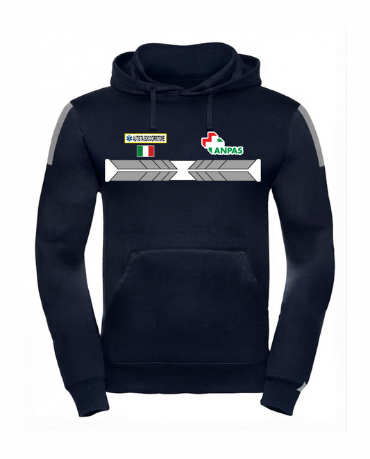 Felpa con cappuccio blu scuro ANPAS alta visibilità rifrangente