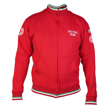 Felpa con zip tricolore Croce Rossa Italiana