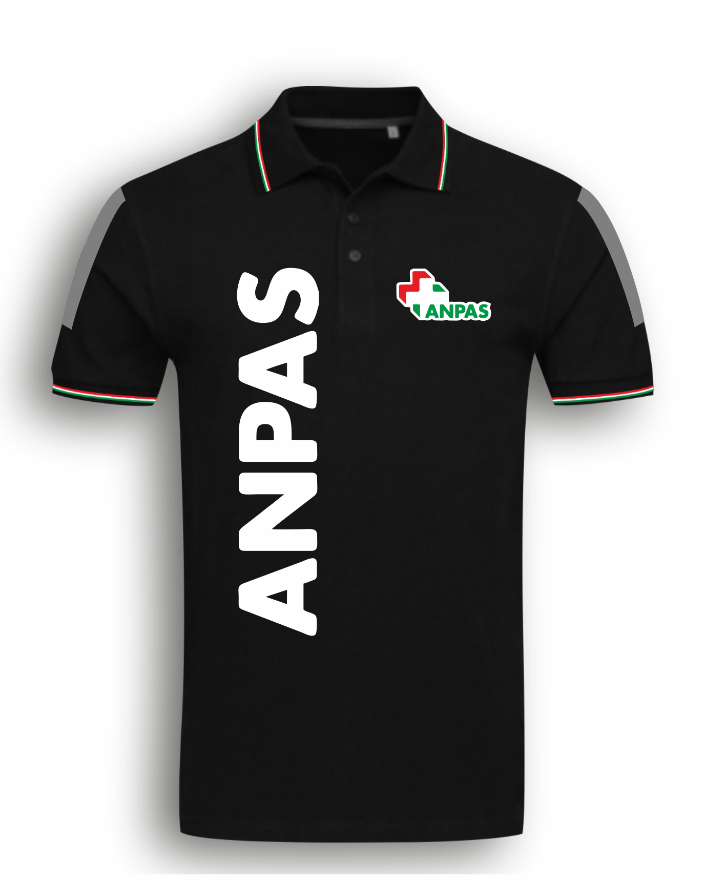 Polo con bordini tricolore ANPAS alta visibilità rifrangente