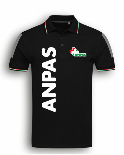 Polo con bordini tricolore ANPAS alta visibilità rifrangente