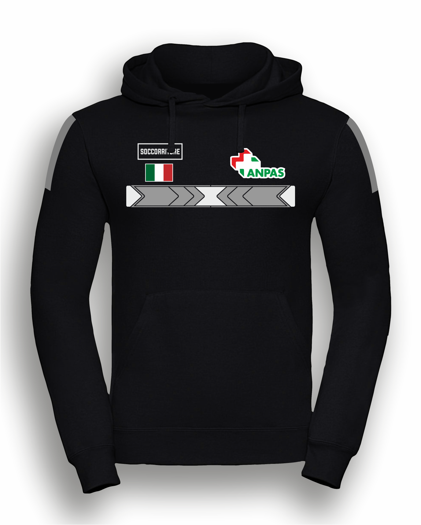 Felpa NERA con cappuccio ANPAS alta visibilità rifrangente