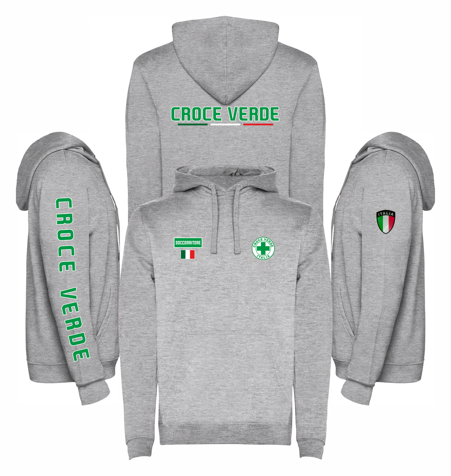 Felpa grigia con cappuccio della CROCE VERDE