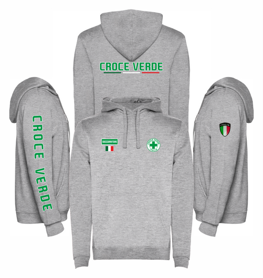 Felpa grigia con cappuccio della CROCE VERDE