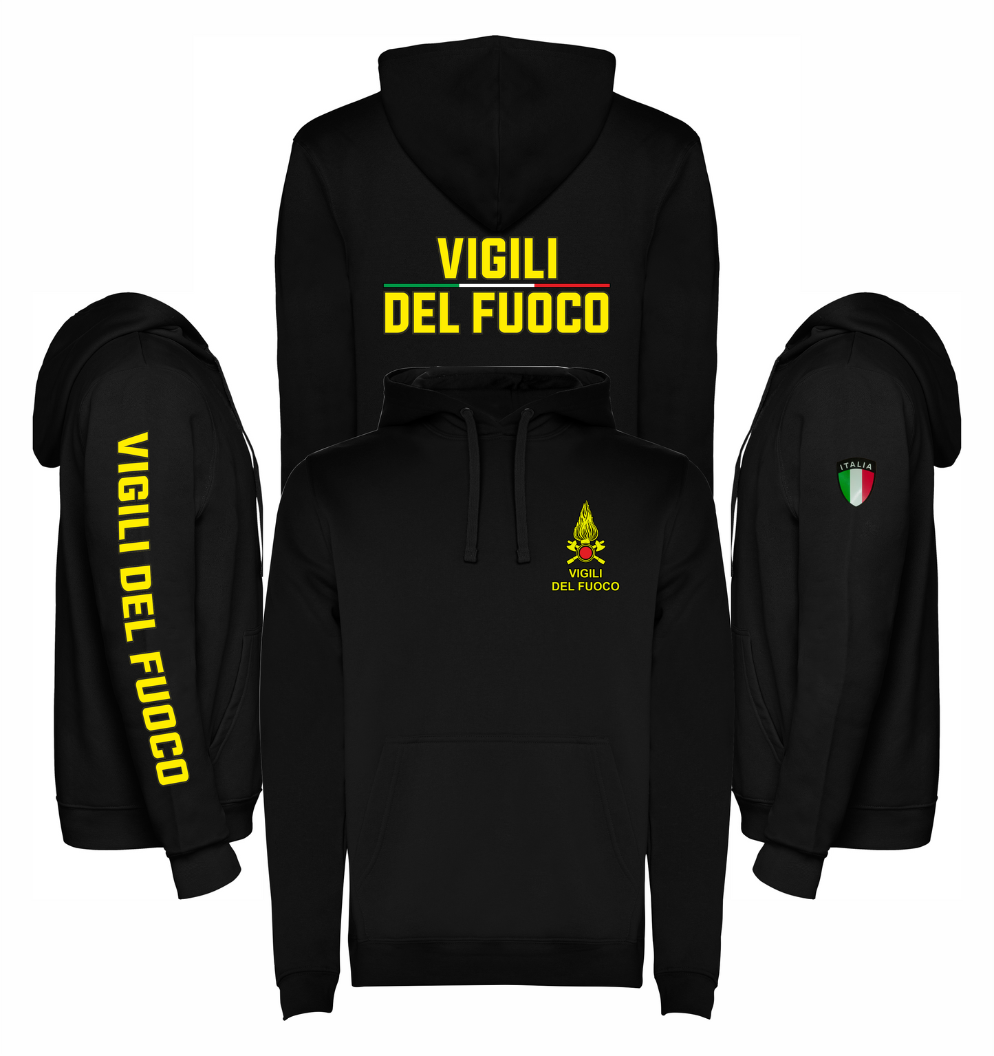 Felpa nera con cappuccio dei VIGILI DEL FUOCO