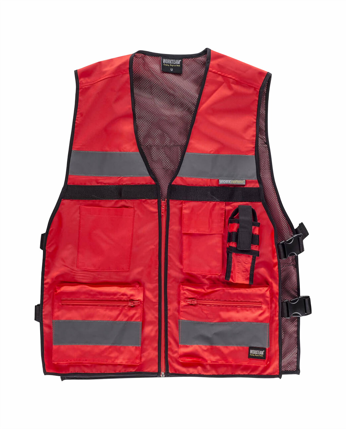 Gilet Tecnico Multitasche C3601 Rosso Fluo