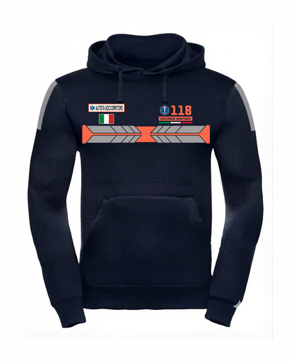 Felpa con cappuccio blu scuro 118 alta visibilità rifrangente