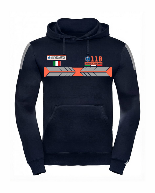 Felpa con cappuccio blu scuro 118 alta visibilità rifrangente