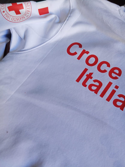 Felpa bianca con cappuccio della Croce Rossa Italiana