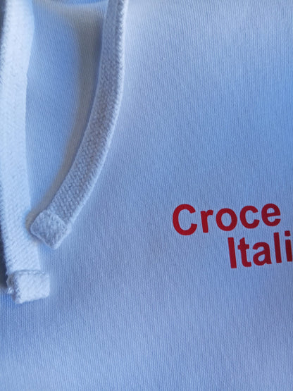 Felpa bianca con cappuccio della Croce Rossa Italiana