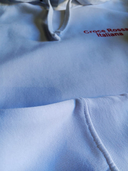 Felpa bianca con cappuccio della Croce Rossa Italiana