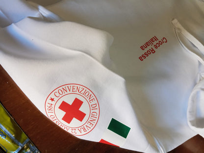 Felpa bianca con cappuccio della Croce Rossa Italiana