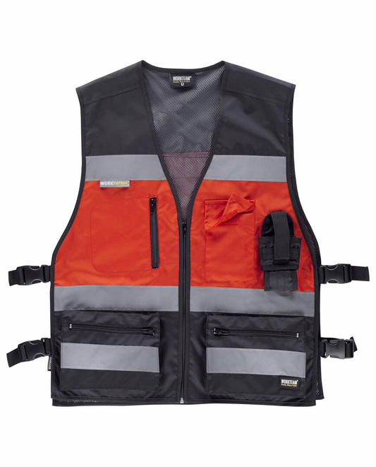 C6 Gilet Tecnico Multitasche Rosso/Nero