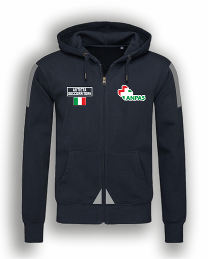 Felpa con cappuccio e zip ANPAS alta visibilità rifrangente