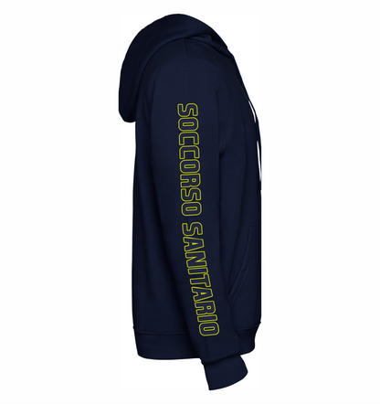 Felpa blu scuro con cappuccio del 118