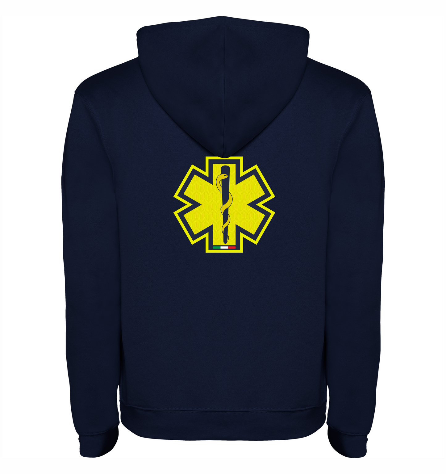 Felpa blu scuro con cappuccio del 118