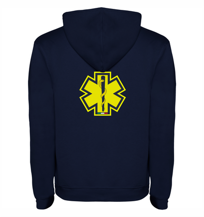 Felpa blu scuro con cappuccio del 118