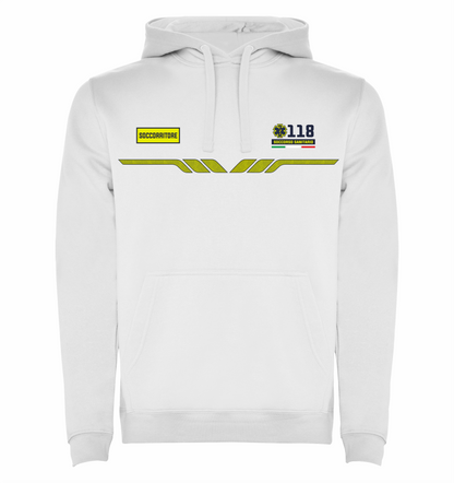 Felpa bianco con cappuccio del 118