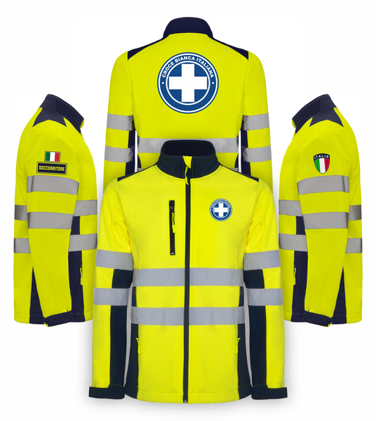 Giacca softshell alta visibiltà della Croce Bianca