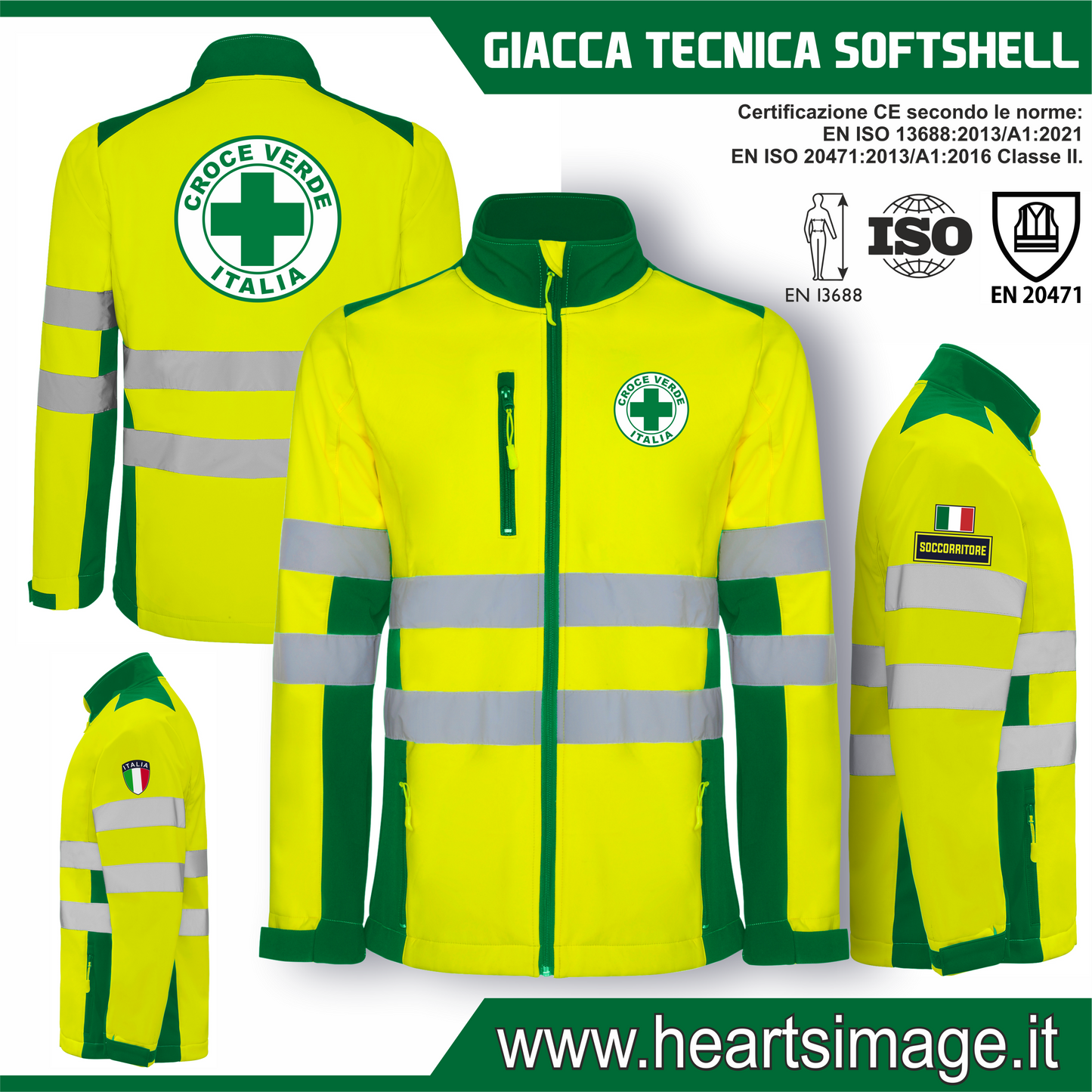 Giacca softshell alta visibiltà della Croce Verde