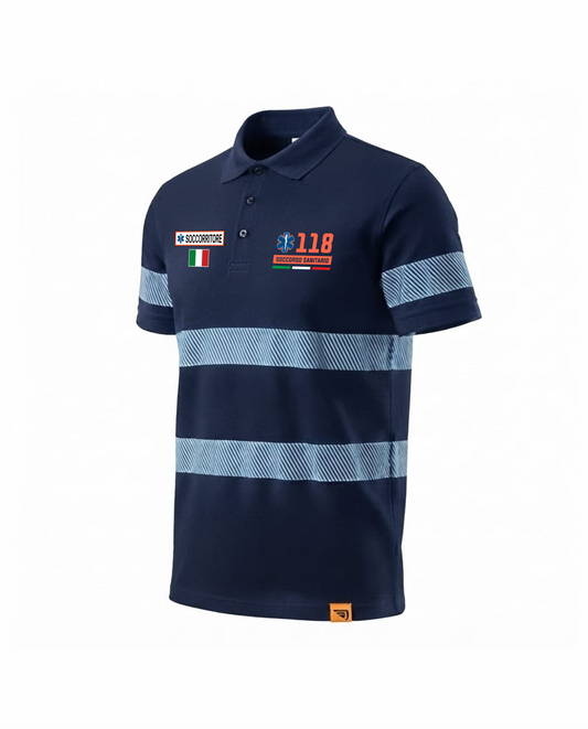 Polo FORAN blu scuro Alta visibilità Rifrangente blu scuro del 118