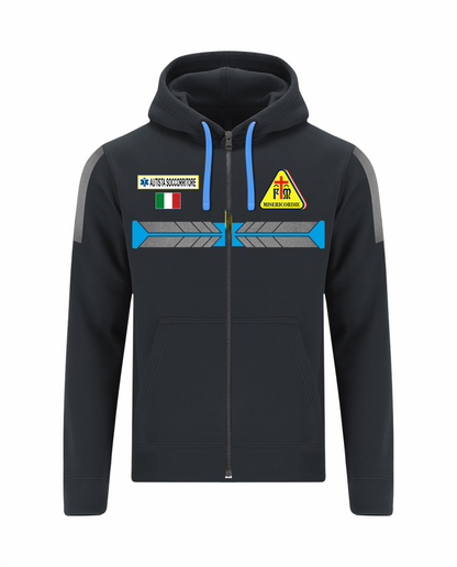 Felpa blu scuro con cappuccio e zip Misericordie alta visibilità rifrangente