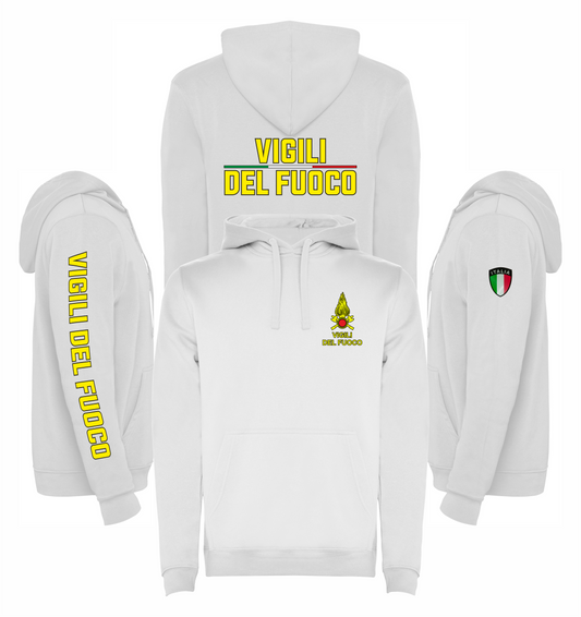 Felpa bianca con cappuccio dei VIGILI DEL FUOCO