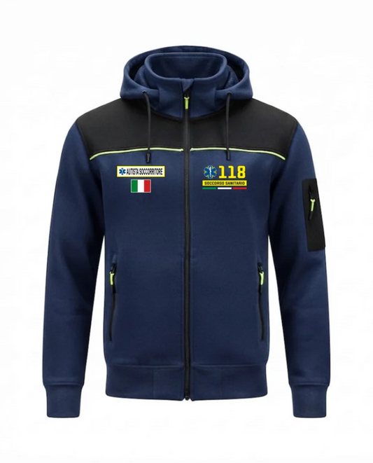 Felpa OREGON blu scuro zip e cappuccio del 118