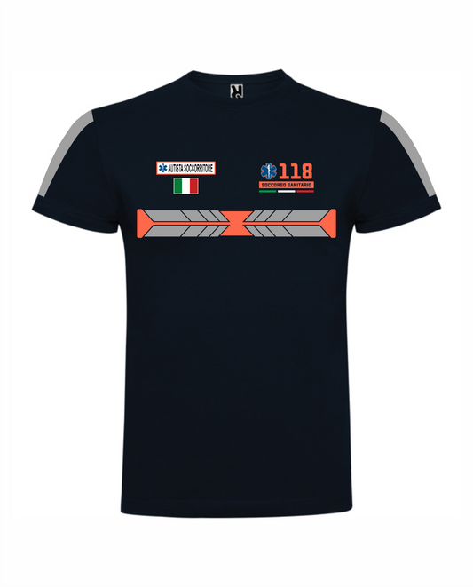 T-shirt blu scuro 118 alta visibilità