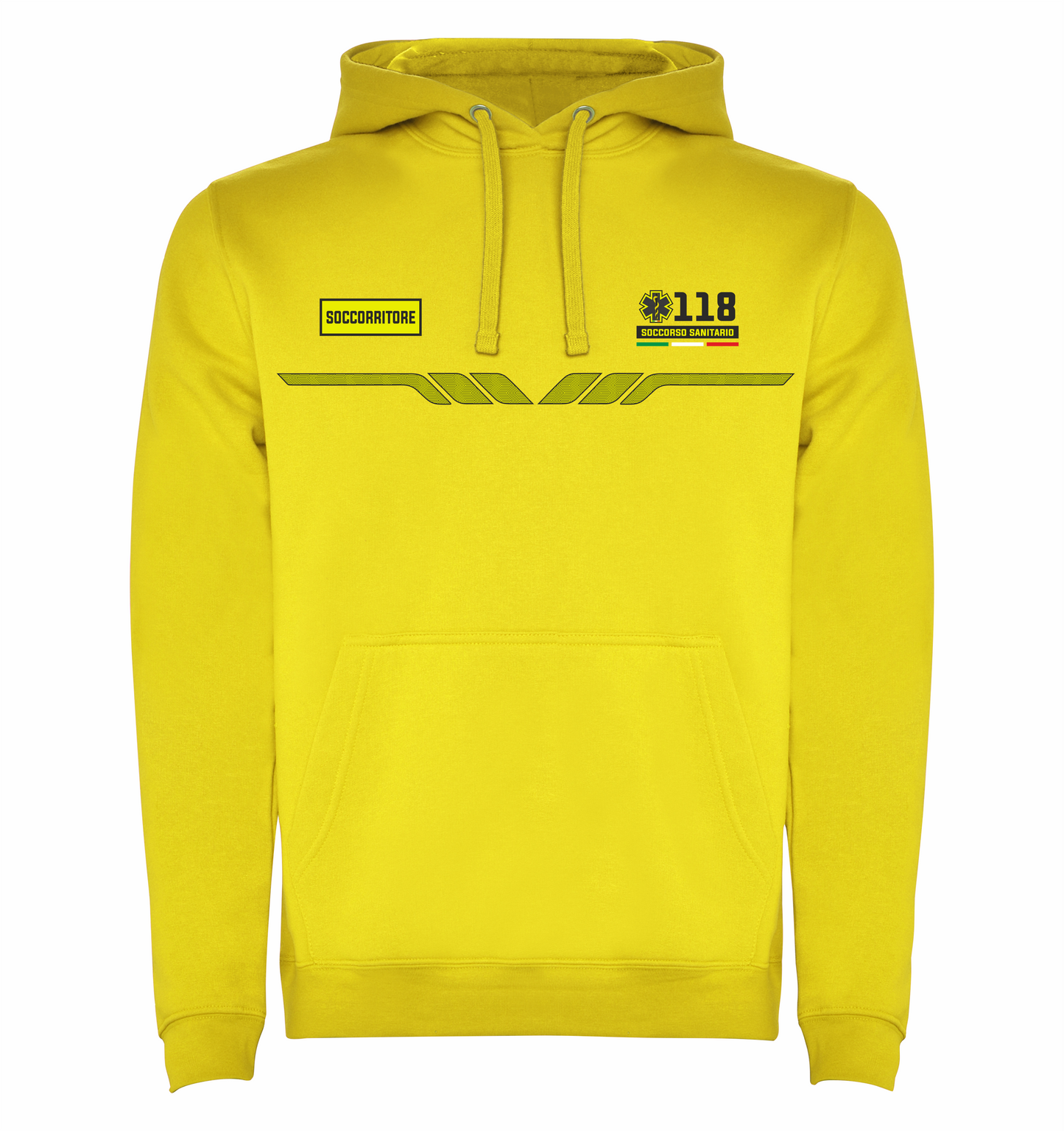 Felpa gialla con cappuccio del 118