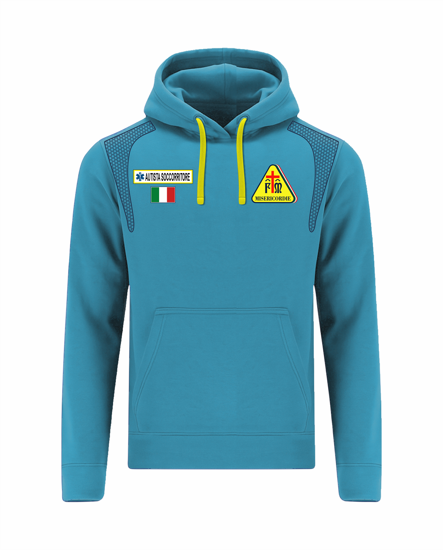 Felpa ESO con cappuccio azzurra Misericordie