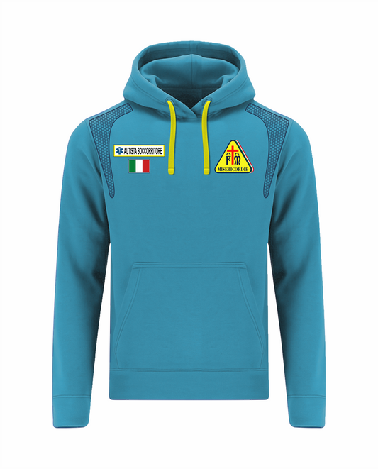 Felpa ESO con cappuccio azzurra Misericordie