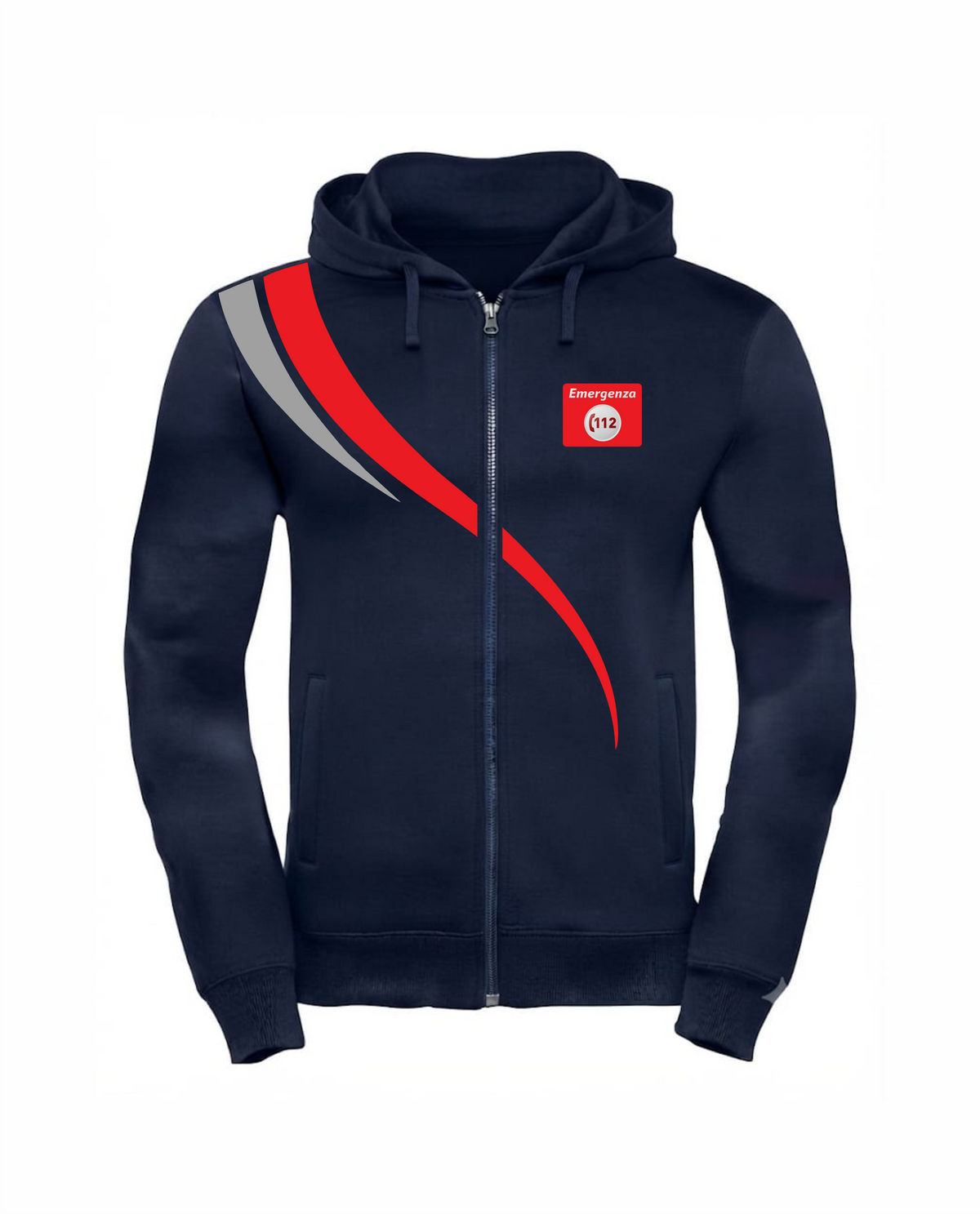 D16 Felpa LINEAR cappuccio e zip blu scuro 112