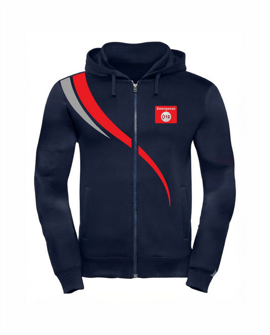 D16 Felpa LINEAR cappuccio e zip blu scuro 112
