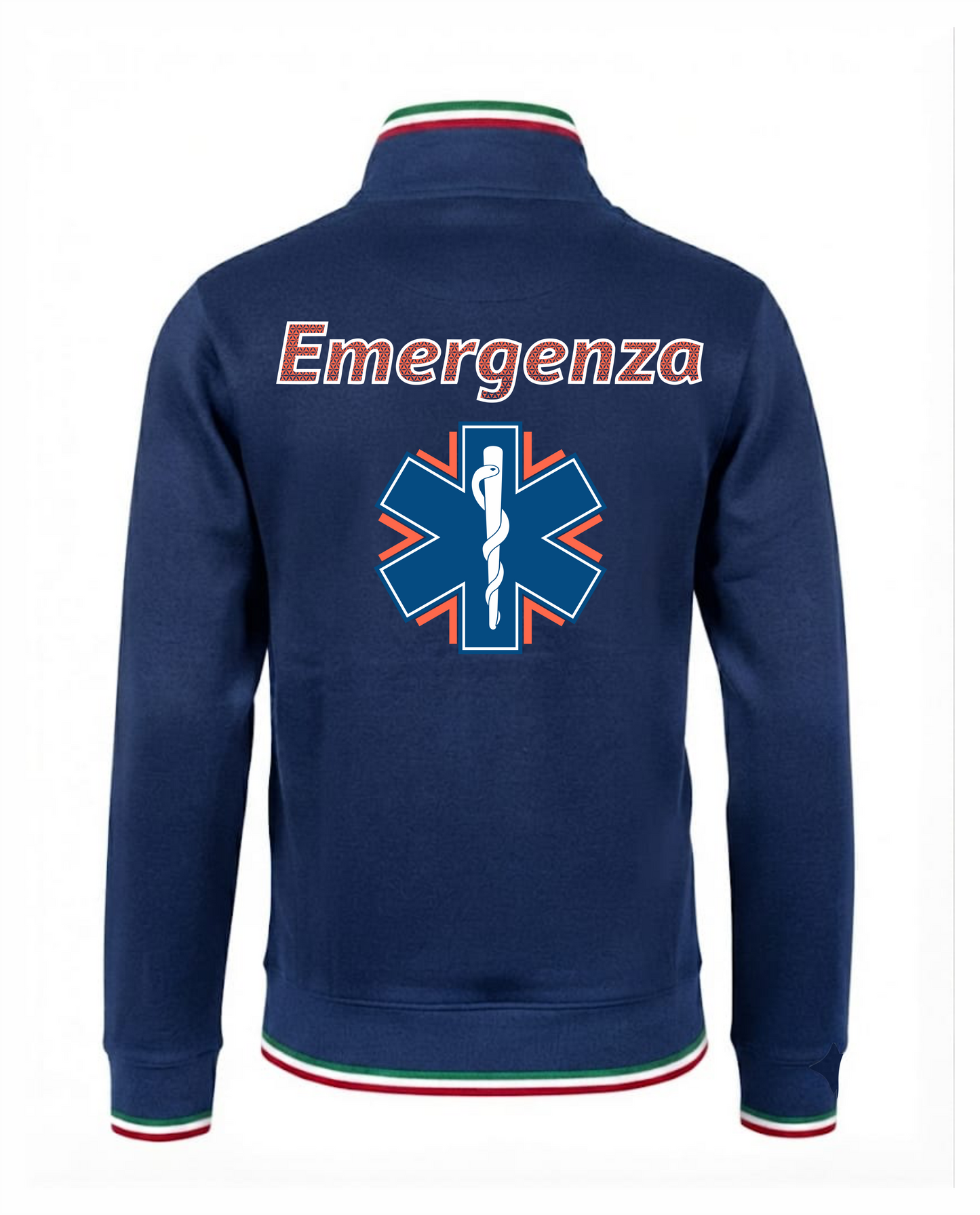 Felpa TRIC blu scuro zip e bordini tricolore 118