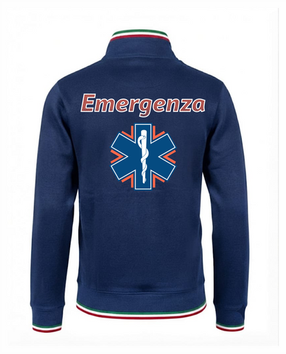Felpa TRIC blu scuro zip e bordini tricolore 118