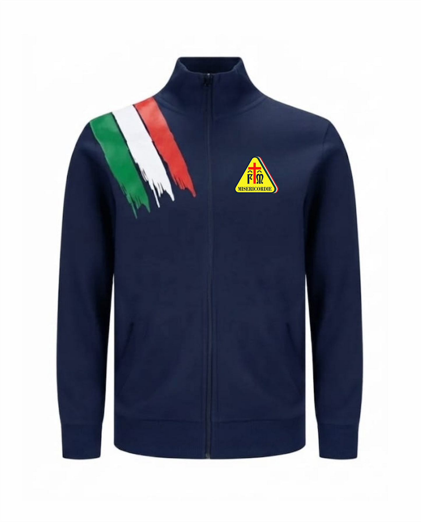Felpa ITA zip blu scuro Misericordie