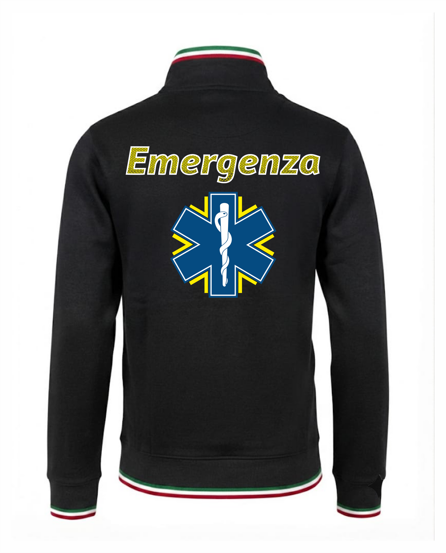 Felpa TRIC nera zip e bordini tricolore 118