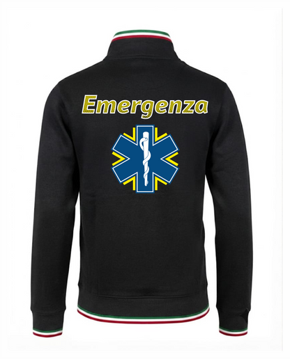 Felpa TRIC nera zip e bordini tricolore 118