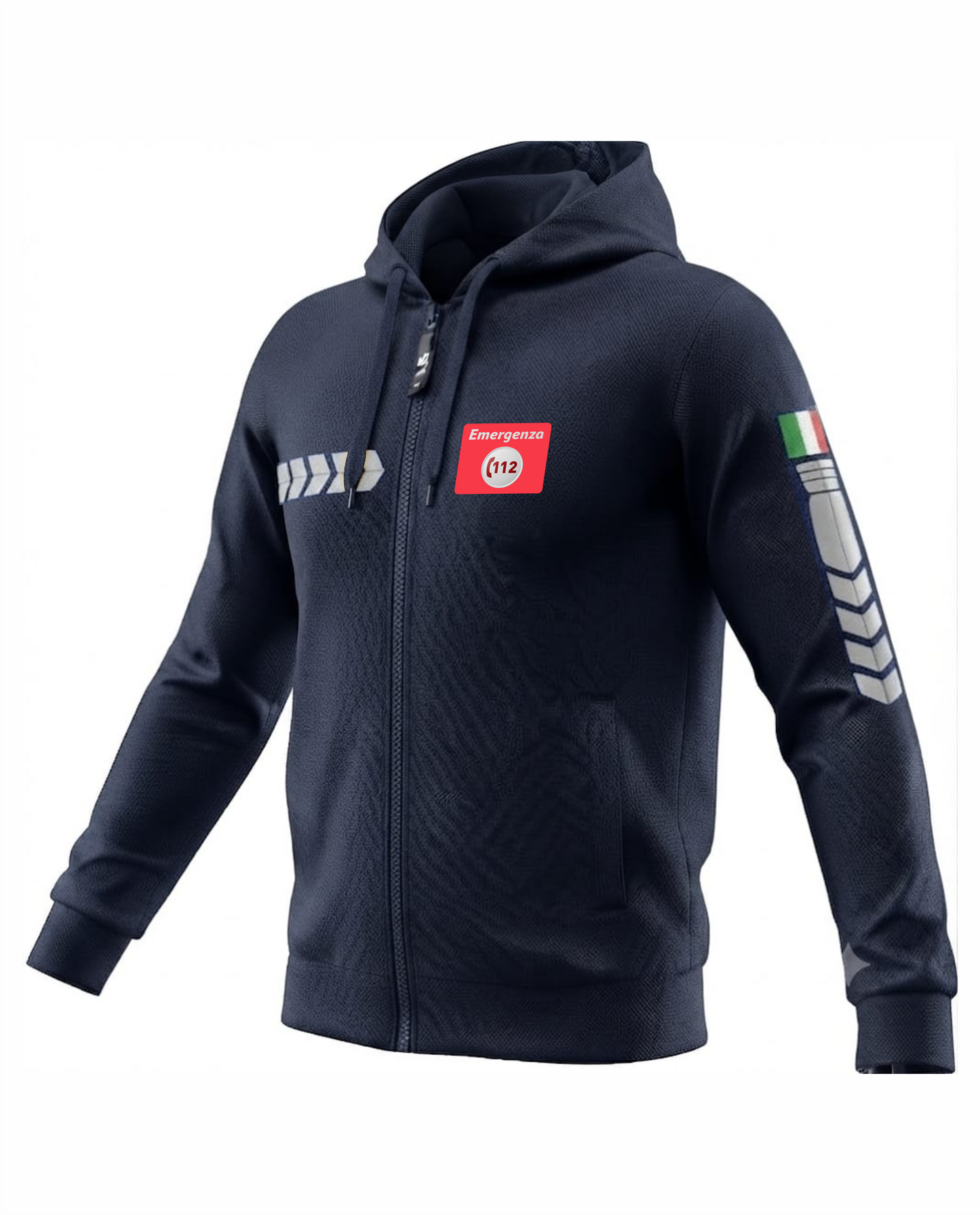 Felpa PREDATOR con cappuccio e zip blu scuro 112 alta visibilità rifrangente